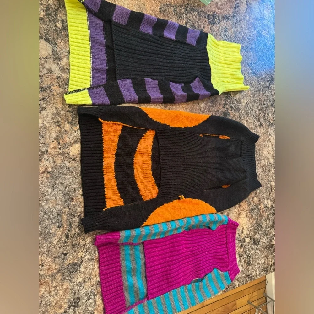 Halloween Pumpkin and Striped Pet Sweater Trio